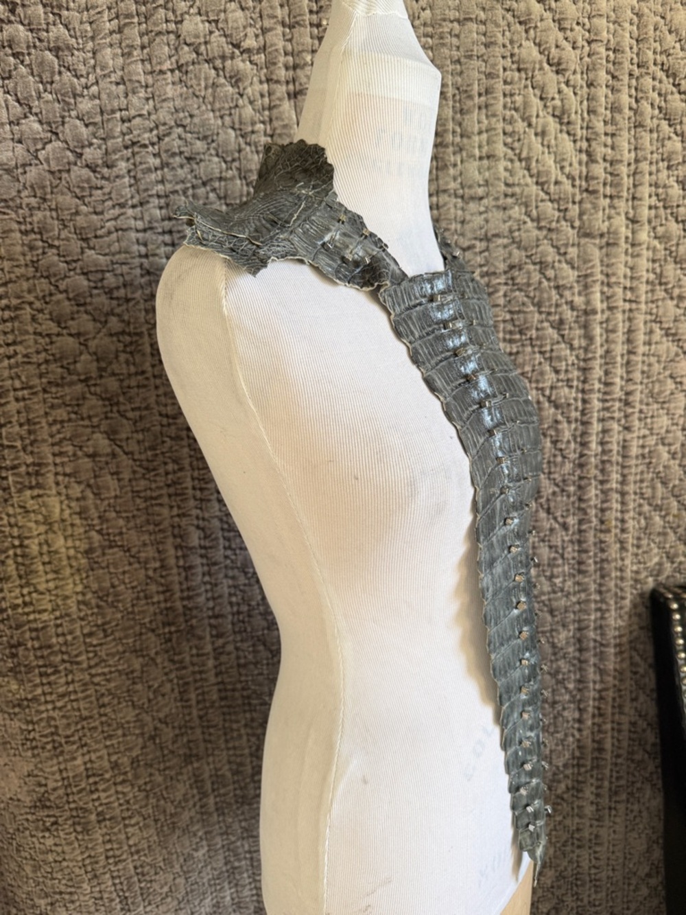 Exotic Real Grey Crocodile Front Bib - Picture 2 of 16